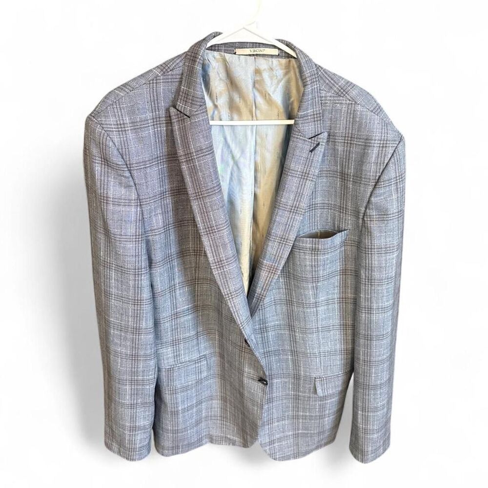 Vercini Men's Grey and Blue Tailored-jackets